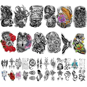36 Sheets Temporary Tattoos Stickers Include 12 Sheets Large Stickers Fake Body Arm Chest Shoulder Tattoos for Men and Women