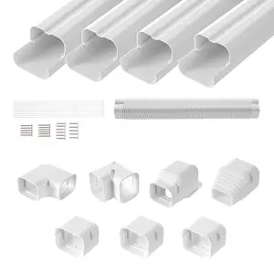 fathersdaygift VEVOR Mini Split Line Set Cover 3-inch W 15.8Ft L, PVC Decorative Pipe Line Cover For Air Conditioner with 4 Straight Ducts Full Components Easy to Install, Paintable for Heat Pumps, White