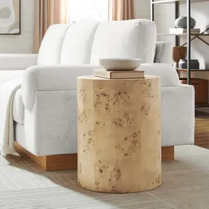 Modway Cosmos 16" Round Burl Wood Side Table in Natural Burl