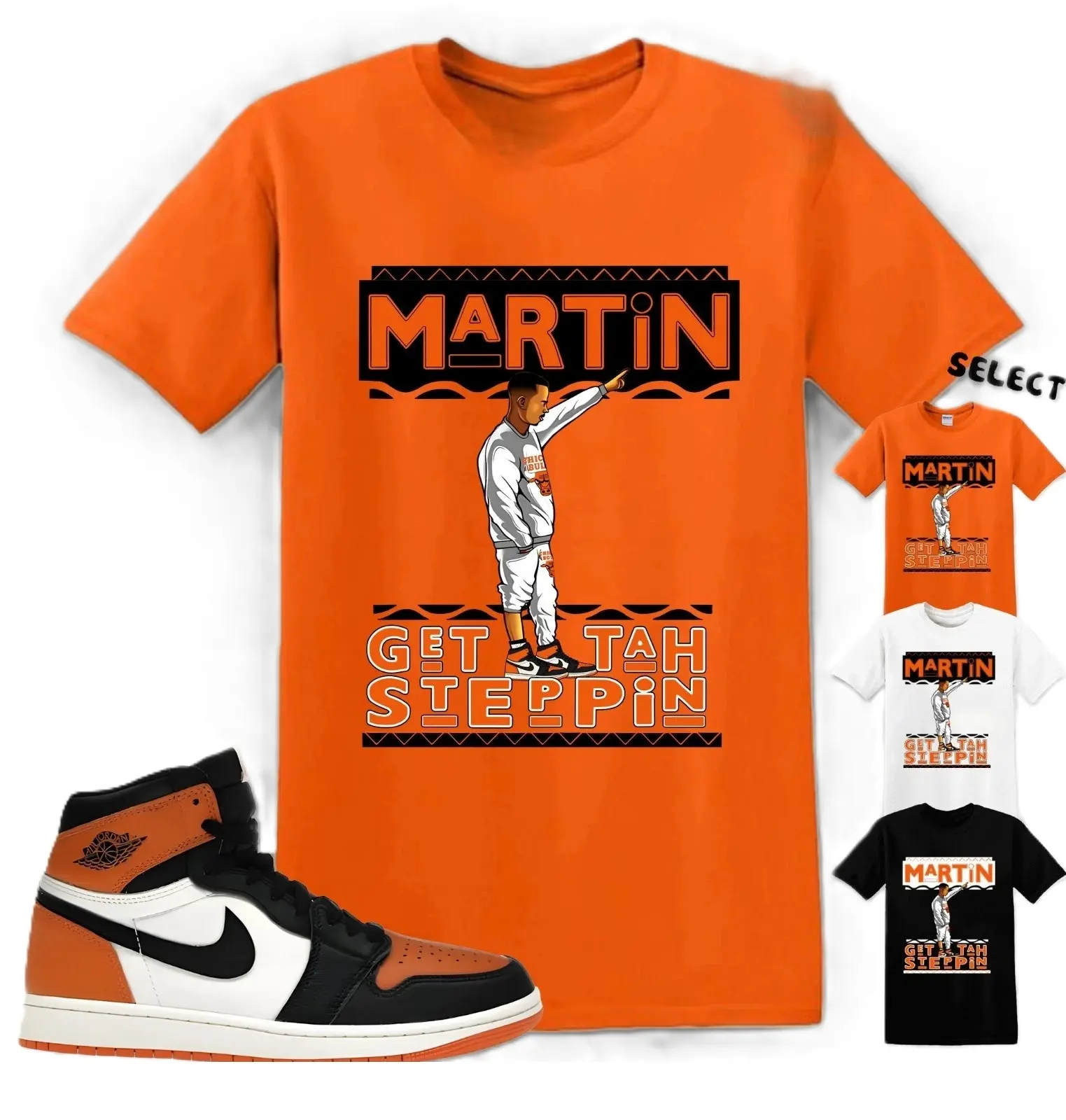 Orange Shirt Matching Jordan 1 Shattered Backboard To Match Sneaker Martin T-Shirt, AJ 4 1 Shattered Backboard Shirt, Stylish Unisex Shirt, Size S-5XL