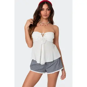 Tadria Drawstring Baby Doll Top