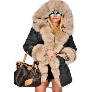 WomenThickenWarmWinterCoatHoodDownParkaFleeceFurOutdoorOvercoatLongJacketOutwearButtonWomenswear