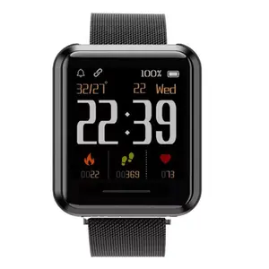 Emerge S3 Black Wearable Smart Watch - Titanium Metal Case, LCD Always-On Display, Built-In Digital Camera, Bluetooth, Waterproof Design, Stainless Mesh Magnetic Loop Strap, 2-Week Battery Life for iOS & Android, Wearable Smart Watches