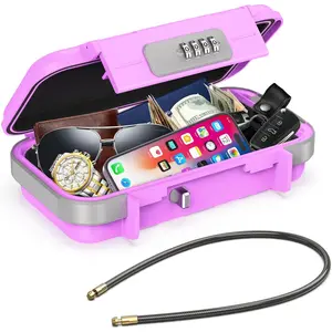 Portable Safe Box, Combination Security Case LockBox with Code,  Anti- Personal Mini Travel Safe Box with Removable Chain, Portable Lock Box for Home Office  Dorm Beach Safe