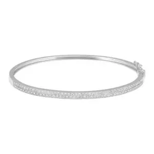 14k White Gold Double Row Diamond Bangle