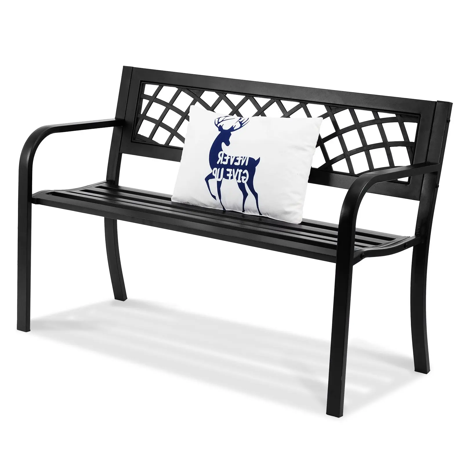Outdoor Bench,46 inches Metal Garden Bench for Outdoors, 480 lbs Load Capacity Bench, Outdoor Garden Park Bench with Backrest and Armrests, Patio Bench for Garden, Park, Yard, Front Porch