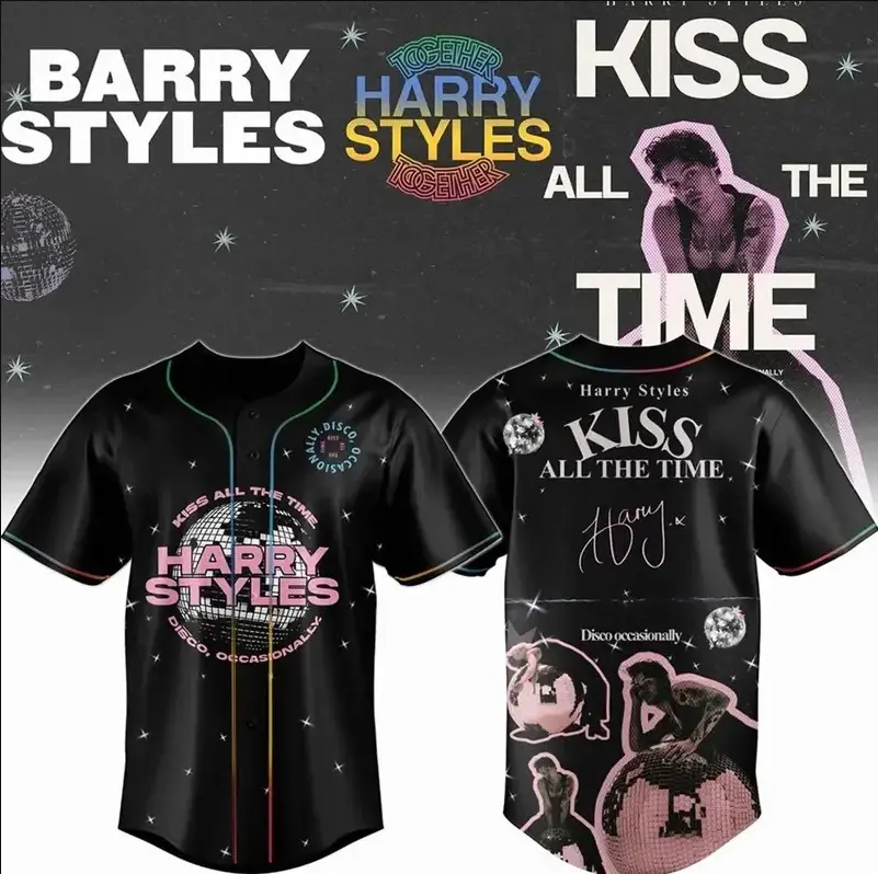 Harry Styles The Together Together Tour Baseball Jersey, Kiss All The Time Design, Official Tour Merch, Concert Fan Shirt, Gift for Harry Styles Fans