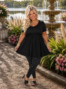 100 SSS {Chasing Dreams} Black Ruffle Babydoll Tunic EXTENDED PLUS SIZE 1X 2X 3X 4X 5X