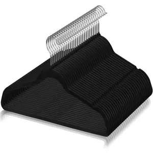 Zeny Black Velvet Hangers 100 Pack Space Saving Felt Hanger Non Slip Clothes Hangers