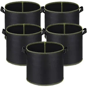5Pcs Heavy Duty 300G Thickened Nonwoven Fabric Pots Plant Grow Bags with Handles,for Low Stress Plant Training Fruits, Vegetables, and Flowers(Black)