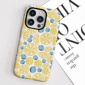 Fresh Grapefruit Slice Blueberry Phone Case, Dual Layer Durable Anti-Drop Protection Cover, Perfect Gift for iPhone 17-11 Series