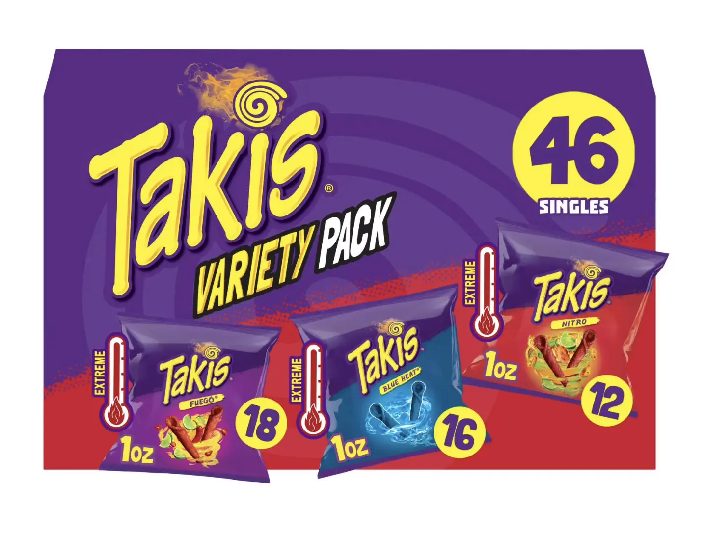 Takis Variety Pack Rolled Tortilla Chips, 1 oz., 46 Pack.