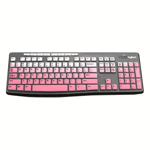 1pc Gradient Pink/Gradient Mint Green Ultra Thin Desktop PC Silicone Keyboard Cover Light Beige Protector Compatible for Logitech K270 K275 MK275