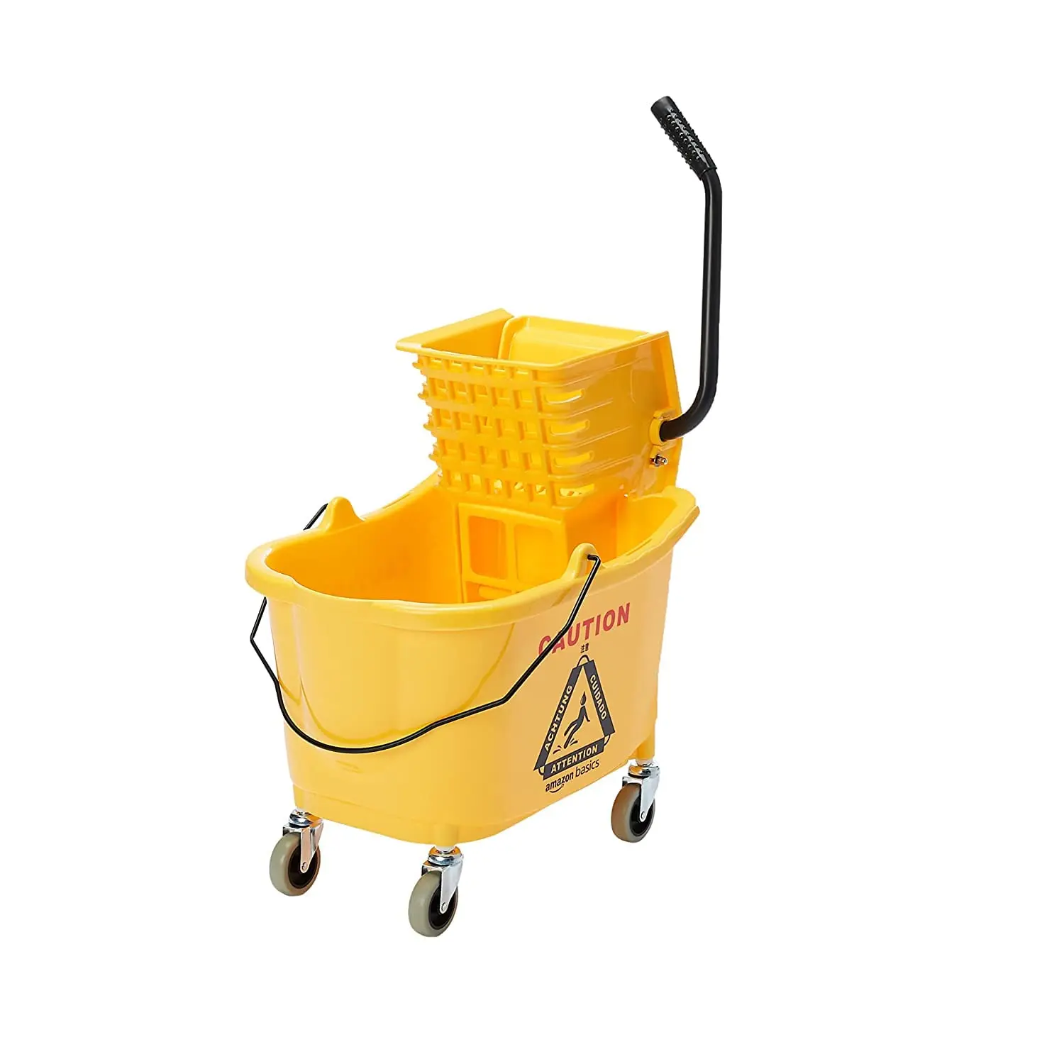 Commercial Side-Press Wringer Floor Cleaning Mop Bucket with Wheels, 35-Qt, Yellow