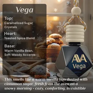 Aromaginarium Vega Car Air Freshener with Vanilla, Marshmallow & Creamy Spice – Hanging Car Diffuser, Premium Oil, Handmade, Made in USA
