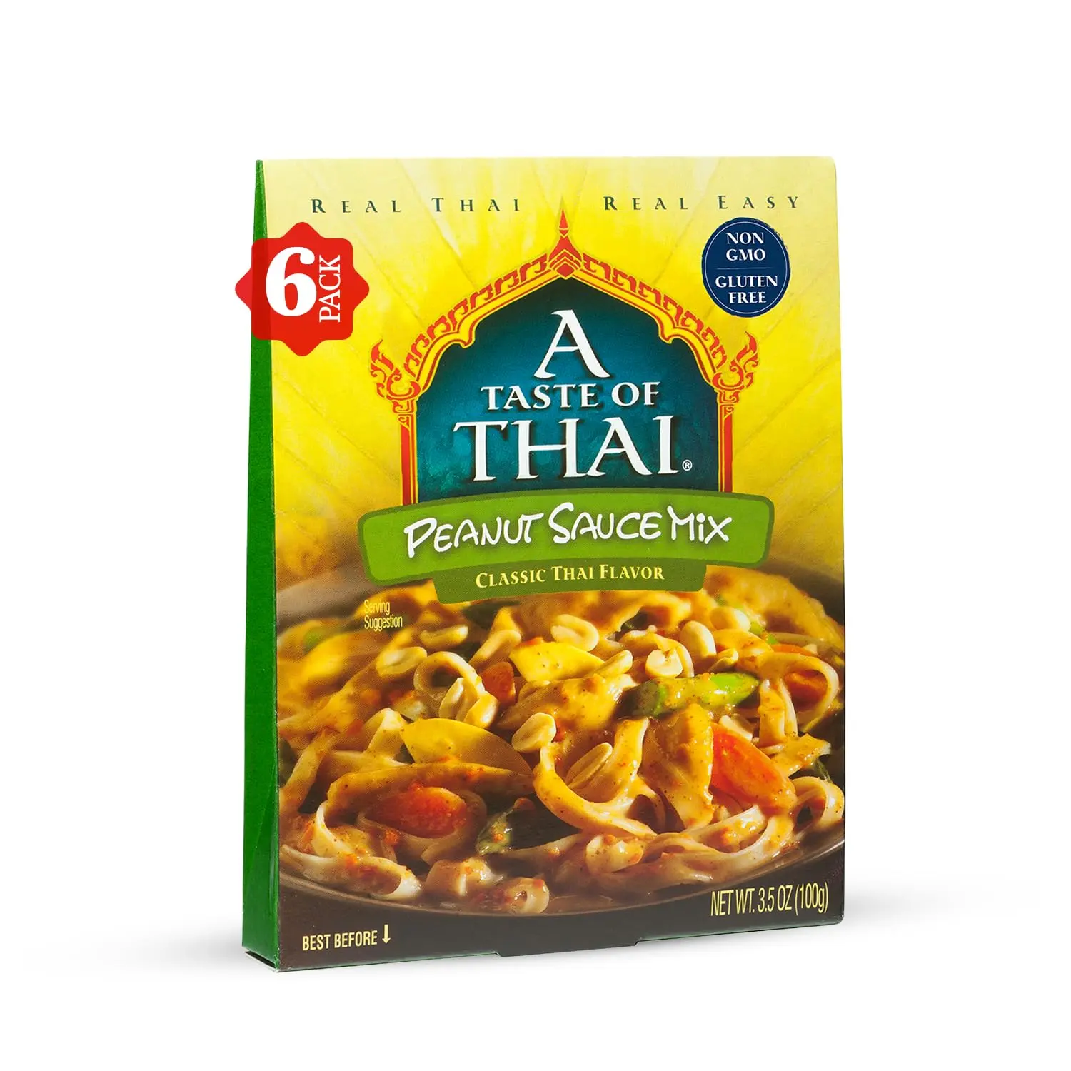 A Taste of Thai Peanut Sauce Mix Packets, Non-GMO Gluten-Free, 6 Pack