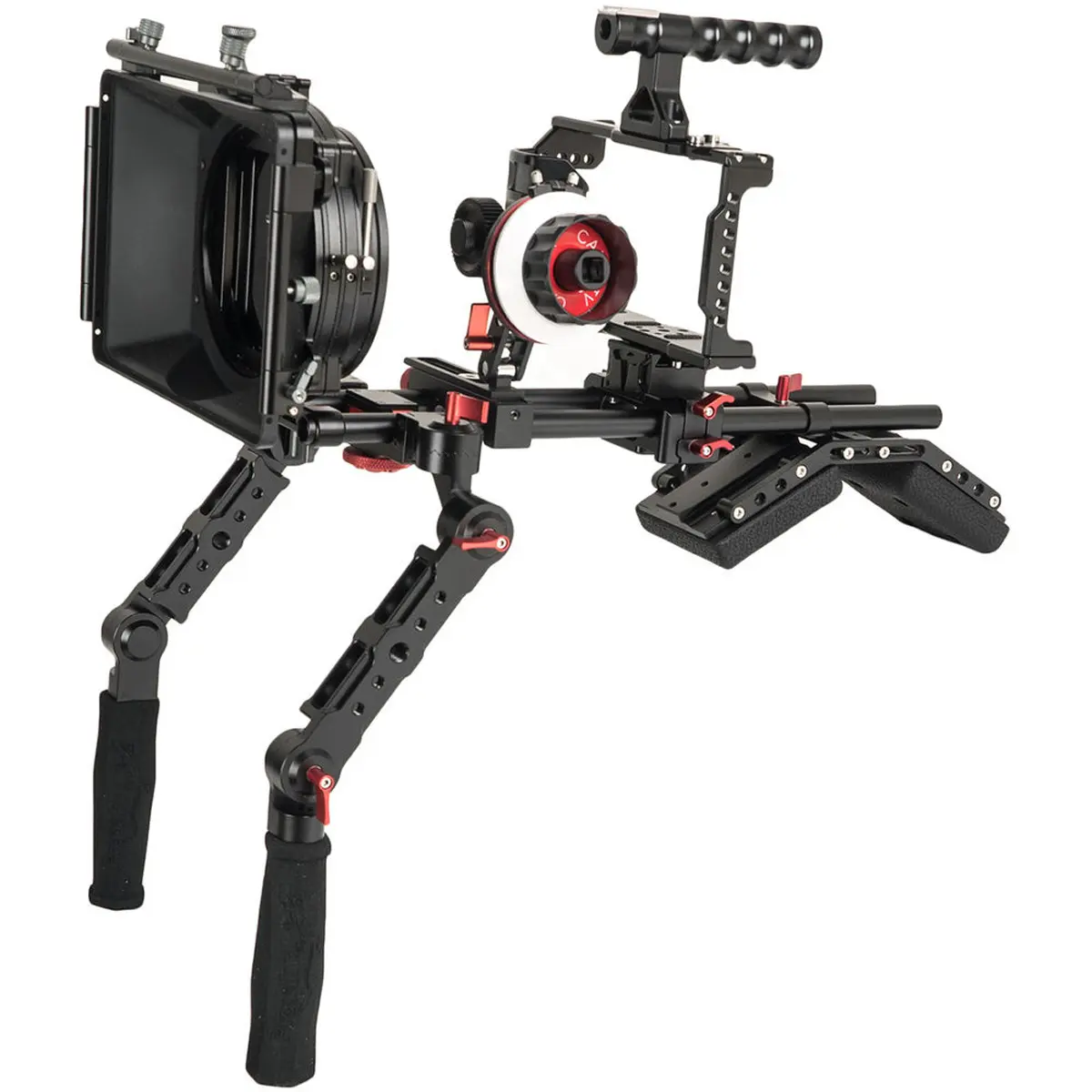 Came-TV Aluminium Shoulder Rig Kit with Mattebox, A/B Follow Focus, 15mm Rod, Metal Mount, Grip Handle for Blackmagic Pocket Cinema Camera BMPCC 4K Plus