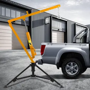GARVEE Hydraulic Hitch-Mount Truck Crane with 2-Inch Receiver, Offering 3 Adjustable Capacities of 500 lbs, 750 lbs, and 1000 lbs (MAX) Available in Yellow and Red for Versatile Lifting Solutions.