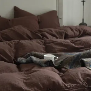 Evelyn Retro Double Gauze Bedding Set / Coffee Brown