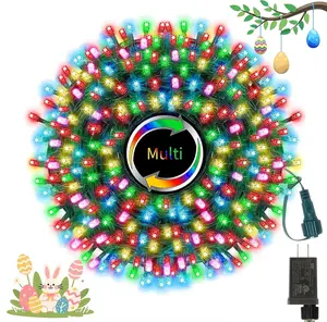 LAMPHOME 33ft Easter Lights, 100 LED Green Wire Fairy Starry String Lights Plug in, 11 Lighting Modes, for Indoor Outdoor Xmas Tree Wedding Party Decoration (Multicolor)