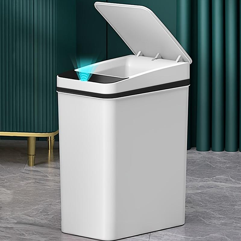[Touchless Trash Can] White Covered Kitchen And Bathroom Trash Can, 11 Liters, Touchless Automati