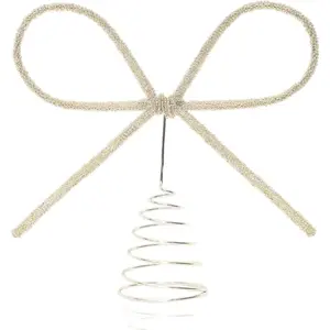 Wire Bow Christmas Tree Topper- Christmas Decorations, Holiday Xmas Funny Home Decoration - Christmas Decorations Wire Bow Tree Topper