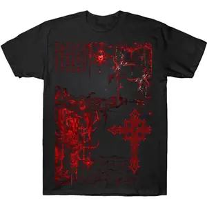 Dark Grunge Cross T-Shirt, Red Bloody Gothic Abstract Graphic Shirt, Y2K Emo Aesthetic Streetwear Tee, Crew Neck, Short Sleeve, Cotton, Gift for Aesthetic Him Her, Men And Womenswear Top