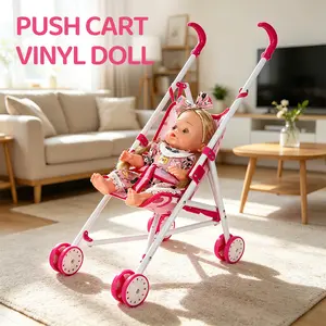14" Doll Care Gift Set with Stroller Lifelike Doll Voice Blink Drink Water Urine Posable Soft Toy for Imaginative Play Halloween Christmas Birthday Gifts