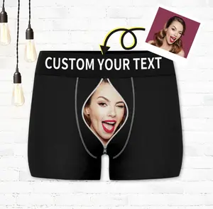 Personalized Boxer Briefs With Picture, Custom Photo Boxer With Text, Custom Underwear For Boyfriend, Face Boxer Briefs For Men Fabric Menswear