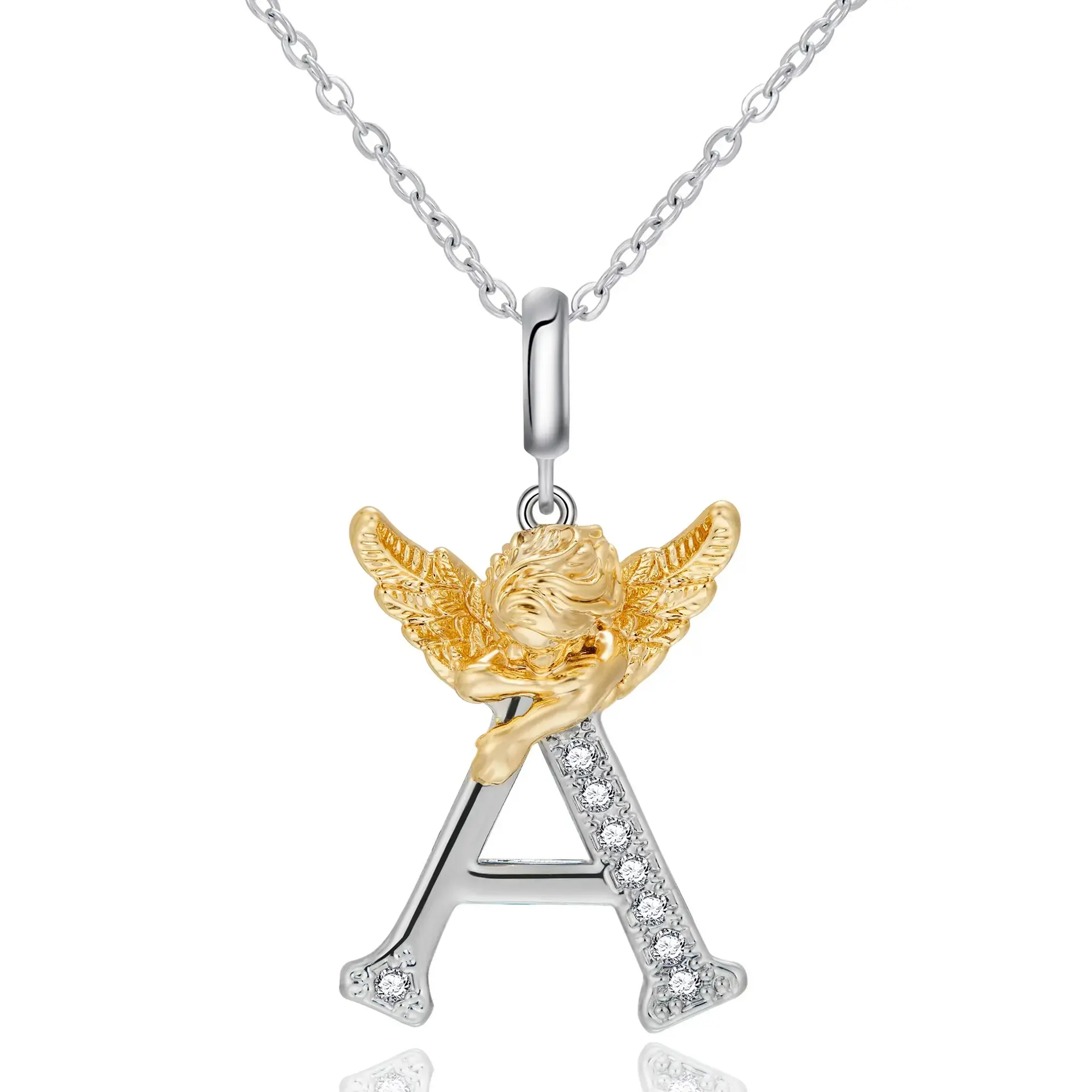 Angel Boy Custom Letter Necklace, 26 Alphabet Pendants, Unisex Encrypted Chain, European and American Fashion Jewelry, Valentine's Day Gift vintage cross pendant necklace christmas gift friday black birthday mom elegant woman ideal tarnish men for men's d
