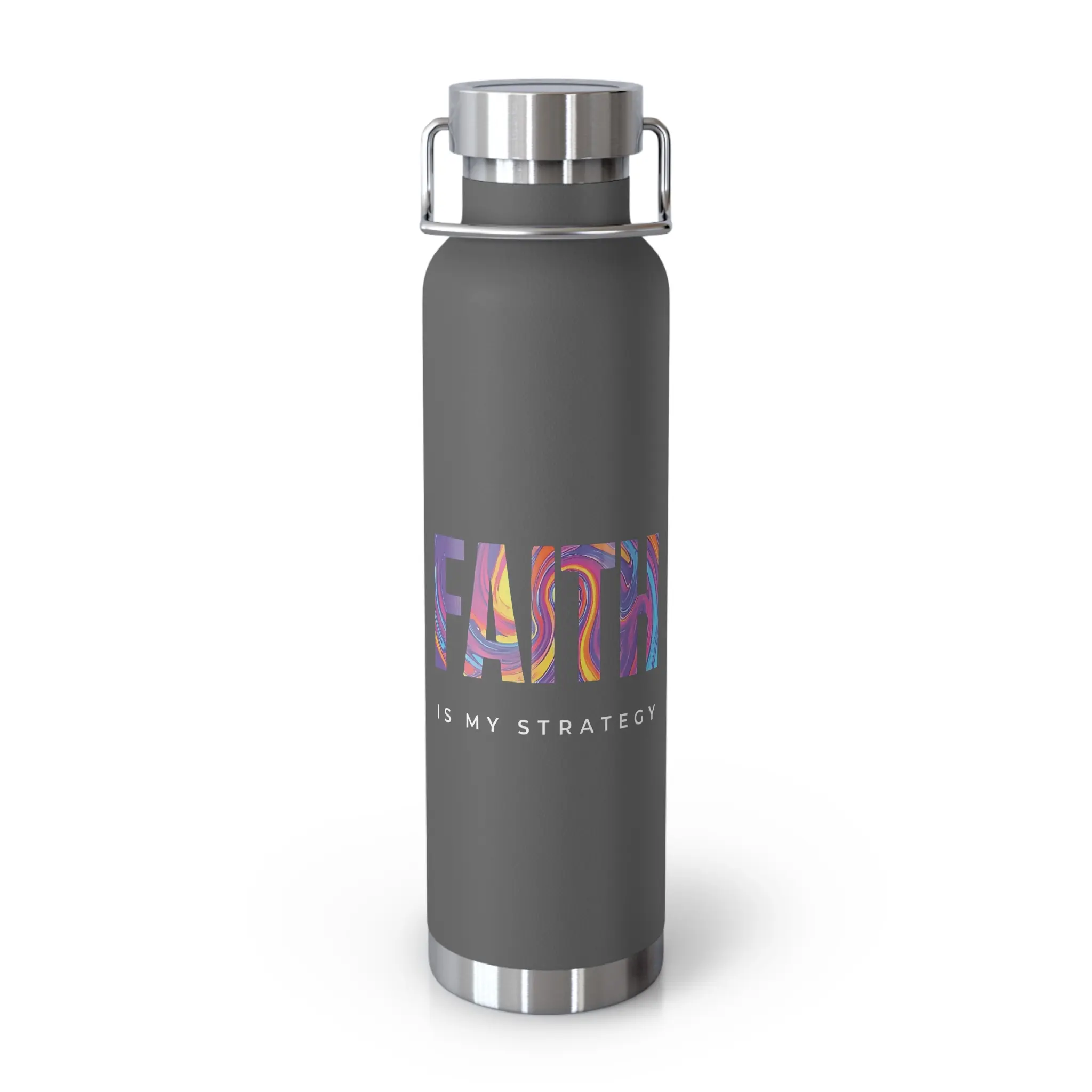 Faith Is My Strategy Insulated Water Bottle - Copper Vacuum 22oz - Motivational Design Drinkware Flasks