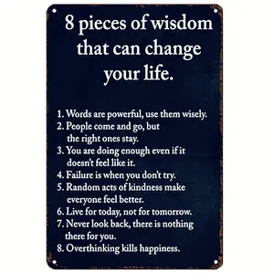1pc, 8pcs OF WISDOM Vintage Metal Aluminum Tin Sign, Vintage Plaque Decor, Hanging Plaque, WallRoomHomeRestaurantBarCafeDoorCourtyardGarage Decor, Perfect for Room Decor