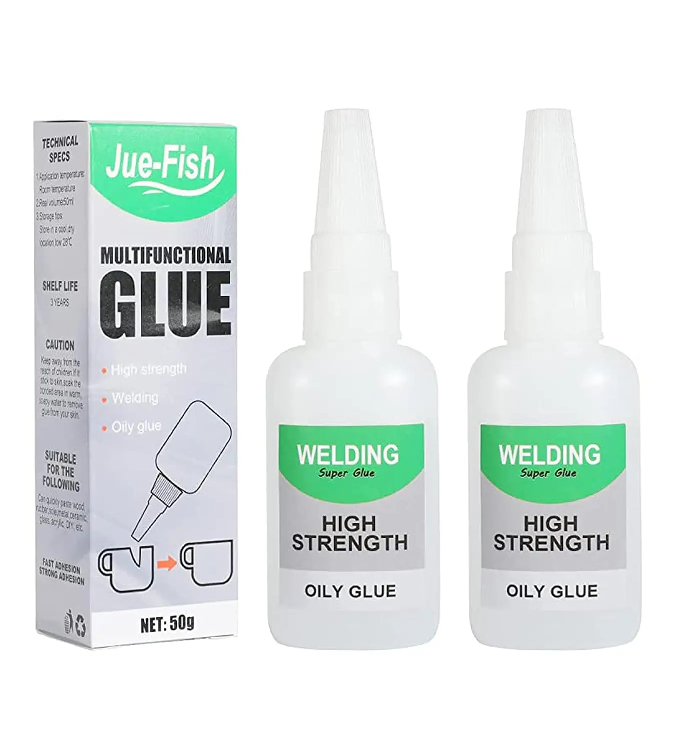 Jue-Fish Welding High-Strength Oily Glue - Ceramic Glue for Porcelain and Pottery Repair, , No Smell, Temperature Resistant, for Shoes, Metal, Plastic, , Leather, Glass, DIY, 2 Pack