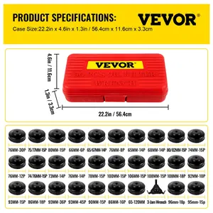 VEVOR Oil Filter Socket Set, 30 Pcs Oil Filter Wrench Set, Sturdy Steel Oil Filter Socket, 3/8 Oil Filter Socket, Low Profile Oil Filter Socket Set For Easy Access, Oil Filter Wrench Cap Set with Ca