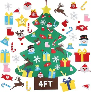 4ft Felt Christmas Tree for Toddlers with 36pcs Ornaments, Velcro Montessori DIY Xmas Decorations - 4 Feet