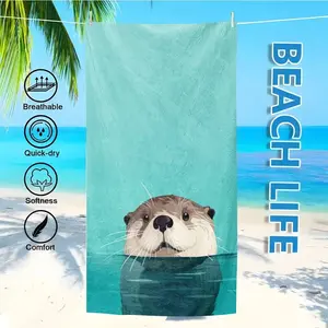Cute Otter Beach Towel Soft Super Absorbent Microfiber Lightweight Perfect for Beach Party Travel Camping Various Sizes Artistic Design