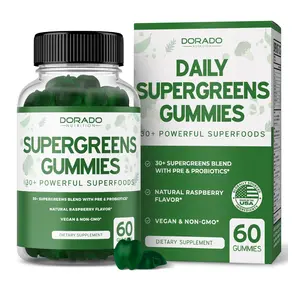 Supergreens Gummies - Greens Supplements Raspberry Flavor with 8 Ingredient Blend -  (60 Count) - Healthcare Edible Vitamin