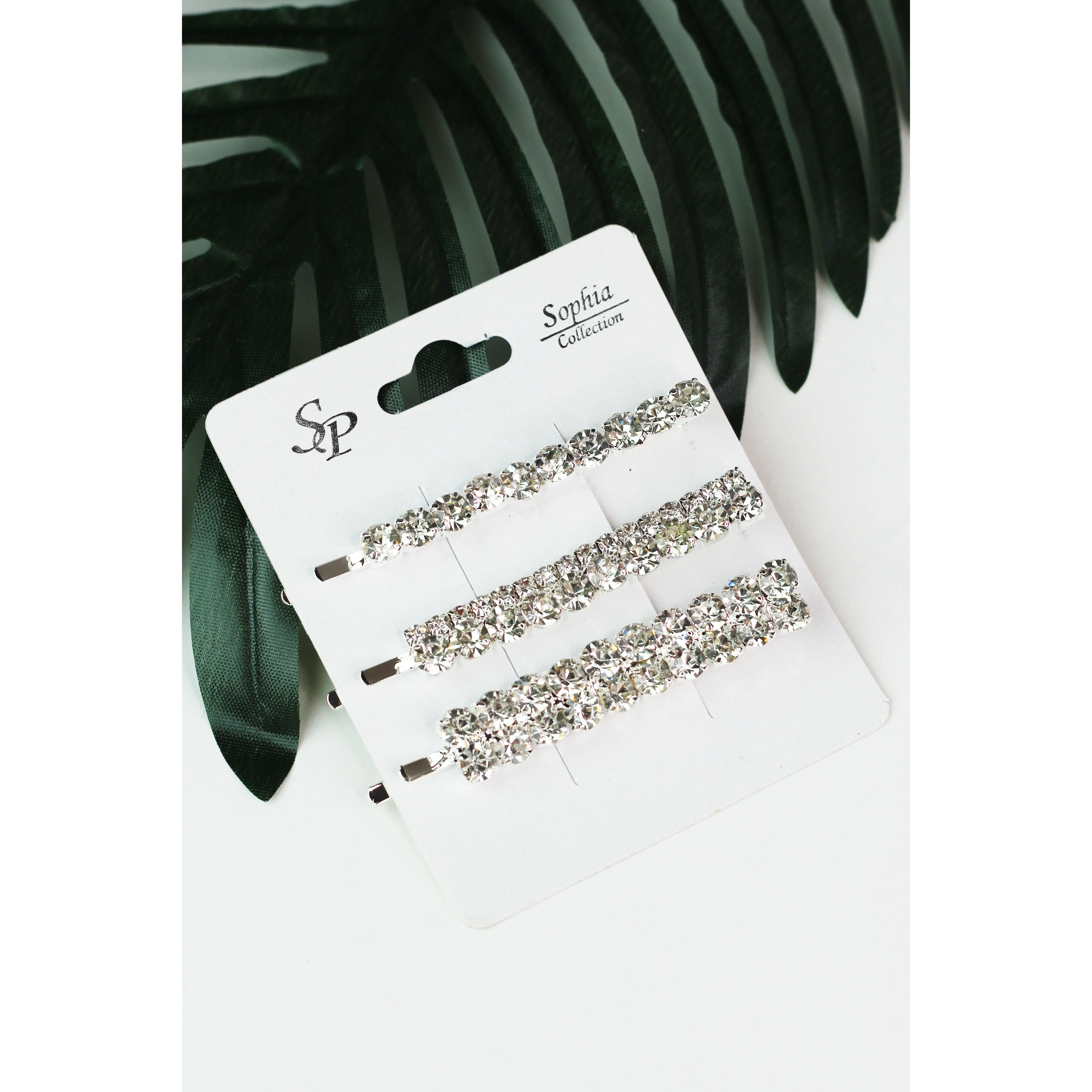 3 Different Rhinestone Bobby Pin Set