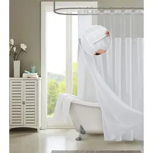 Dainty Home Complete Shower Curtain With Detachable Liner - White