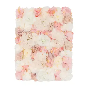 20pcs Flower Wall Panel Artificial Floral Backdrop with Dahlia Roses Hydrangea Wall Decoration Backdrop for Weddings Grand Openings