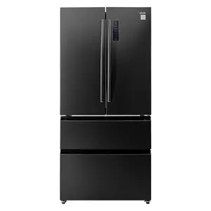 Summervibes VEVOR French Door Refrigerator, 18.9 Cu. Ft. Kitchen Fridge, Counter Depth French Refrigerator with LED Display and 4 Casters, Frost-Free Bottom Freezer Refrigerators for Home Commercial Use, Black
