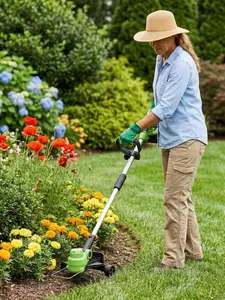 Garvee Battery-Powered 20V String Trimmer & Edger – 12-Inch Lawn Weed Wacker with 2 x 2.0Ah Batteries, Fast Charger, Adjustable Height, Collapsible Shaft, 8 Spool Lines & Wheels – For Garden & Yard Maintenance
