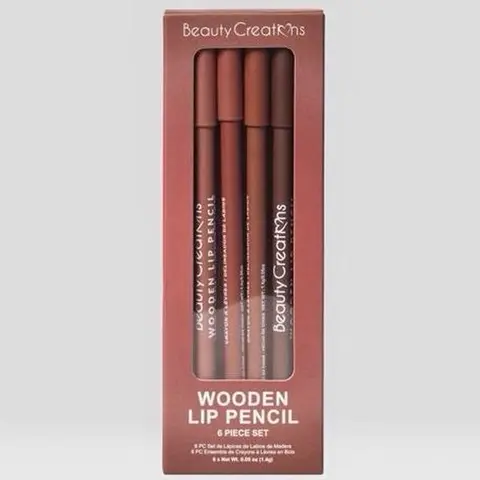 Beauty Creations 6-Pc Wooden Lip Pencil Multi-Pack - Matte Lipstick Liner, Cosmetic Lip Shaping Lipliner, Color Pencil Makeup Lipliner, Long-Lasting, Smooth Application, Precise Definer for Adults, Nude/Cocoa/Berry Shades