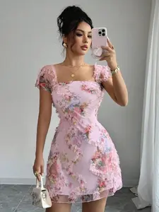 🌸 Ditsy Floral Sheer Mesh Dress | Vintage Oil Painting Style Slim Bodycon Slip Dress 💕