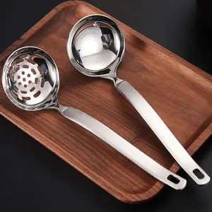 2-pcs stainless steel spoon slotted spoon set, 8.66inx2.68in, perfect for hot pot service dishwasher safety, perfect for home and restaurant use, ideal gift tableware for baking enthusiasts