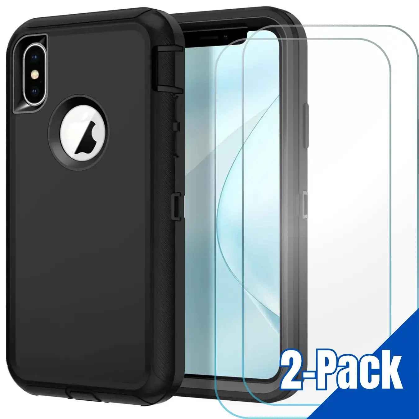 Entronix Bundle Compatible with iPhone XS Max - Heavy Duty Case & 2 Clear Screen Protectors