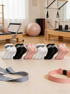 Women's Pilates Yoga Socks, Soft Comfy Socks, Anti-Slip Grip, Suitable for Ballet Barefoot Exercise Dance, 3/6 Pairs, Comfortable and Durable