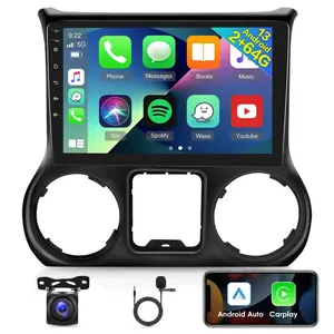 2GB+64GB/4GB+64GB Android 13 Car Radio for Jeep Wrangler 2011 2012 2013 2014, 10.1 inch Touch Screen Car Play Stereo, Carplay&Android Auto/Wi-Fi/Bluetooth/AHD Backup Camera + MIC