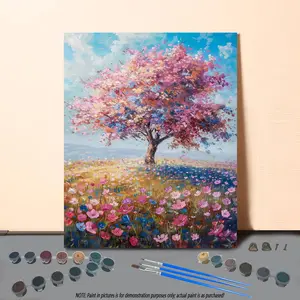 Cherry Blossom Tree Pattern DIY Painting By Numbers Kit, 1 Set DIY Paint By Numbers, Wall Art Decoration for Home Living Room Bedroom