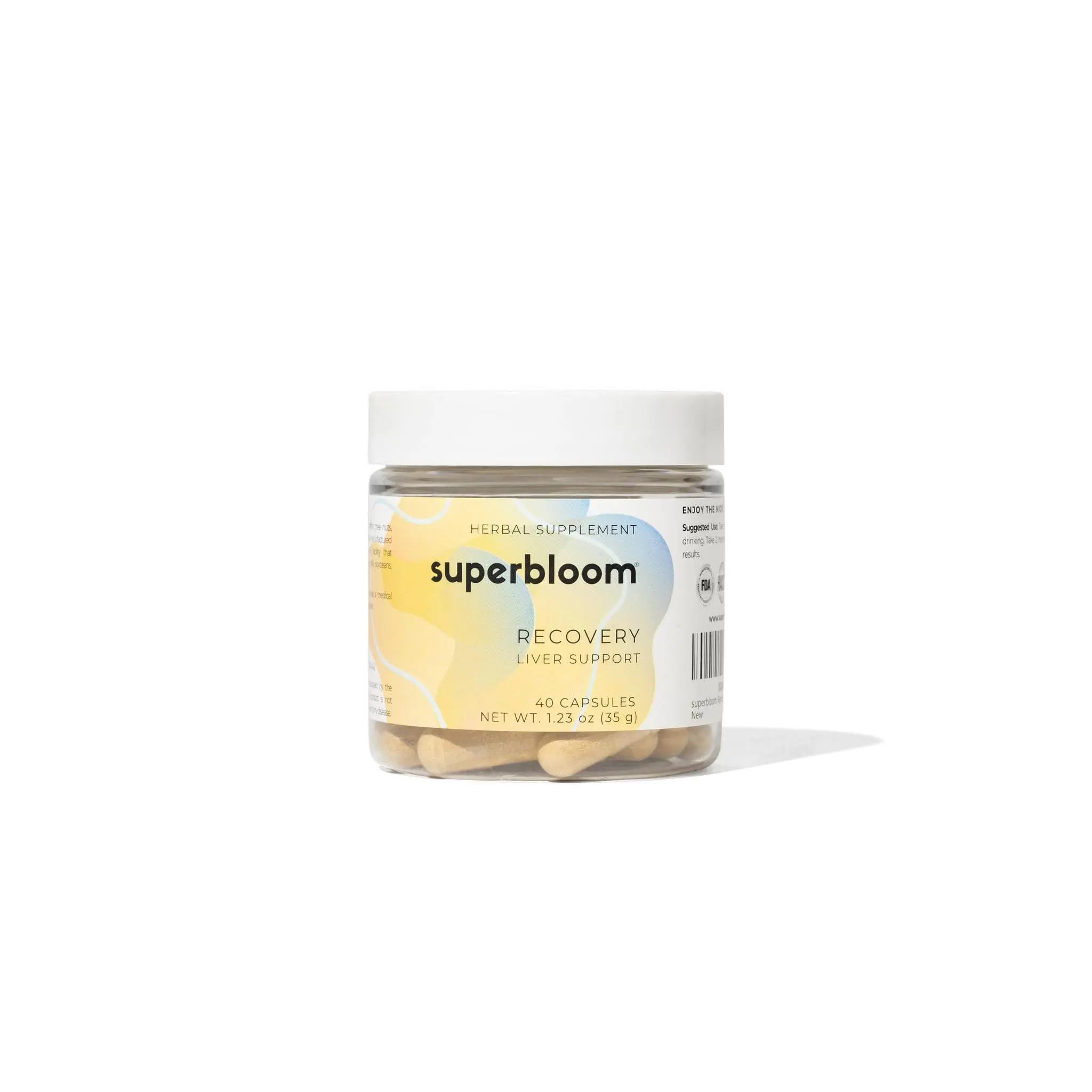 superbloom Recovery Liver Support | Liver Detox with DHM, Turmeric, Milk Thistle | 40 ct Bottle | Enjoy The Night, Own The Morning